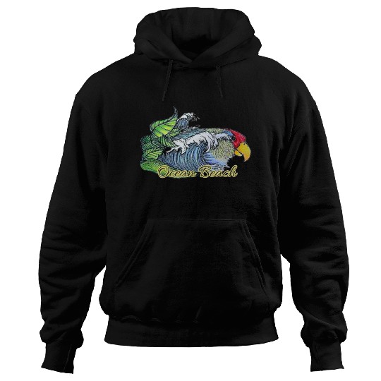 Ocean beach parrot Hoodies