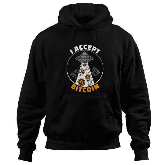 Cryptocurrency I Accept Bitcoin UFO Hoodies