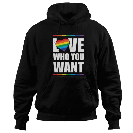 LGBT Love Who You Want Gay Pride Rainbow Heart Hoodies