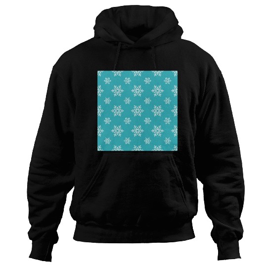 Decorative Teal Snowflakes Pattern Hoodies