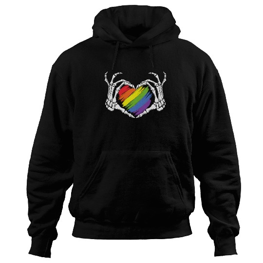 LGBT Gay Pride Zombie Skeleton Hand Heart Hallowee Hoodies