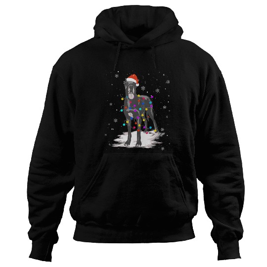 Great Dane With Christmas Lights Santa Hoodies