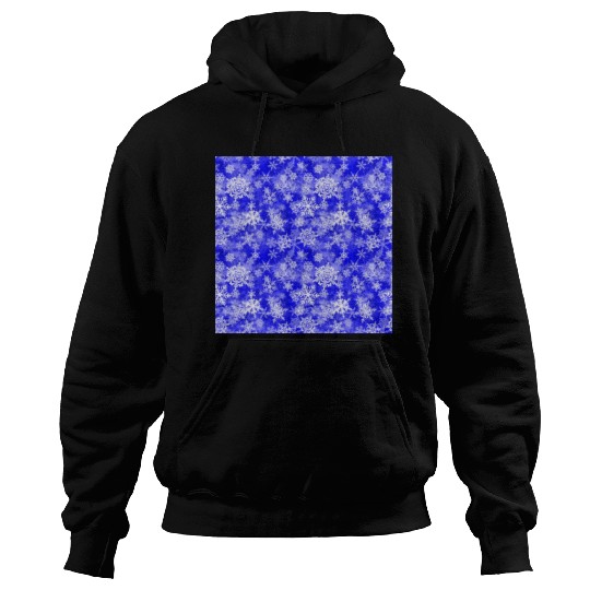 Navy Blue White Snowflakes Pattern Hoodies