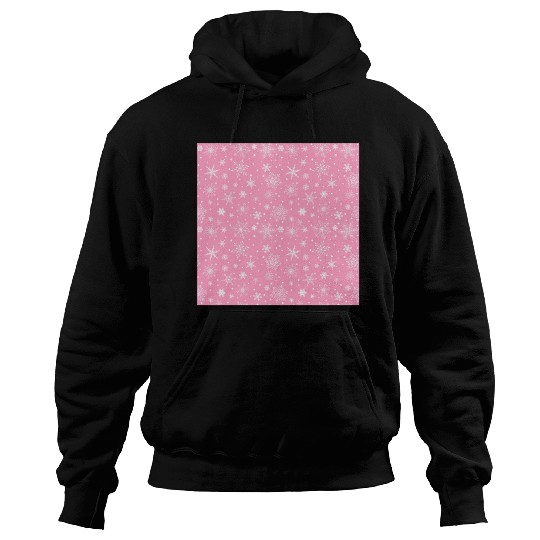 Snowflakes Pattern Pink White Hoodies
