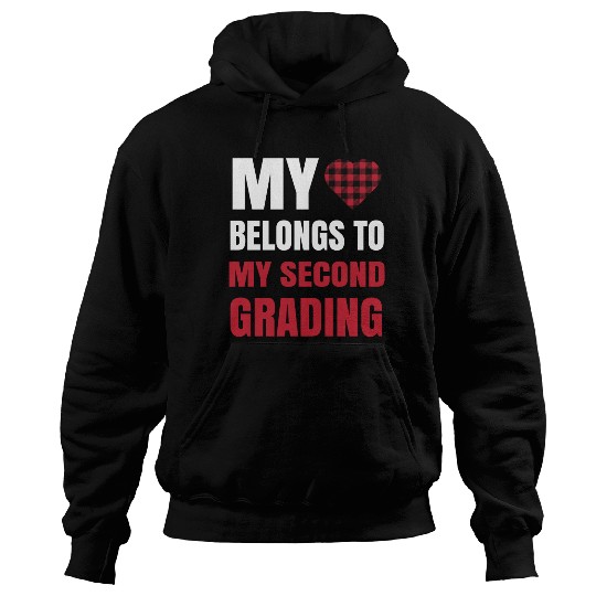 Heart Buffalo Plaid Clothes 2nd Grade Teacher Hoodies