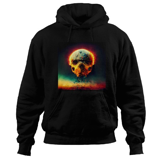 Extremely Realistic Skull in Abstract Art Hoodies