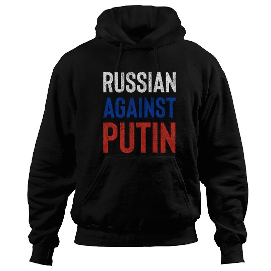 Russian against Putin russia flag grunge Hoodies
