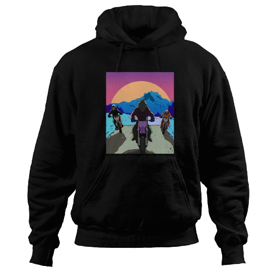 Dirt Bike Rider Sunset Mountain Road Hoodies