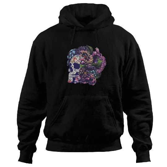 Halloween Sugar Skull And Flowers Hoodies