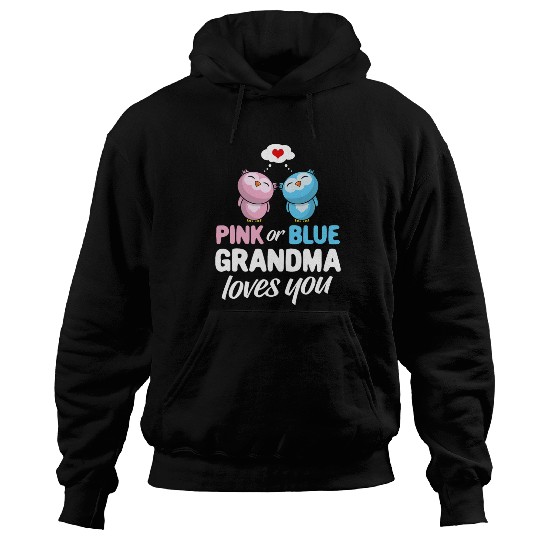 Pink Or Blue Grandma Loves You Cute Owls Birth Sur Hoodies