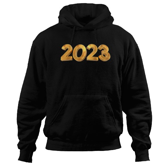 happy new year 2023 gold text with transparent Hoodies