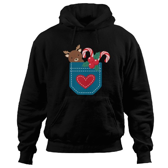 Christmas moose peppermint pocket Hoodies