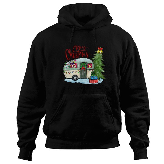 Merry Christmas Happy Camper Funny Camping Life Hoodies