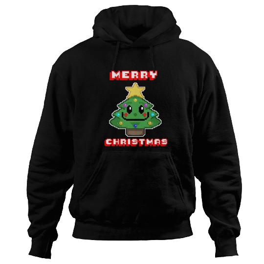 Merry Christmas I Xmas I 8 Bit Pixelated Hoodies