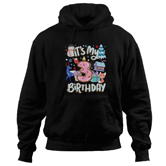 It's My 3 Birthday Snowman Holiday Donut Winter Hoodies
