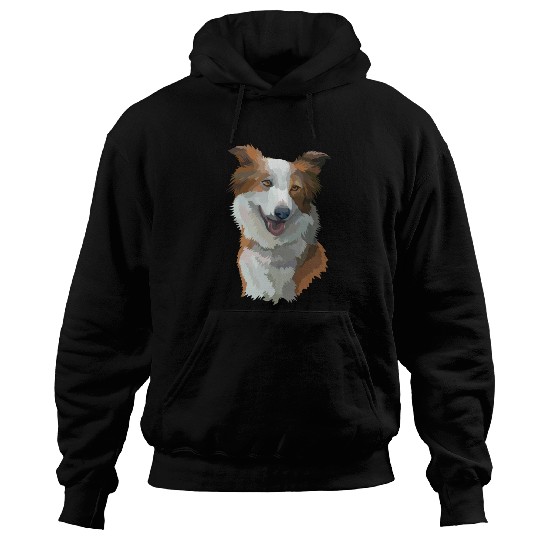 Cute Brown Border Collie Dog Watercolor Painting Hoodies
