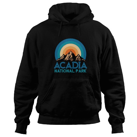 Cool Vintage Retro Acadia National Park Mountain Hoodies