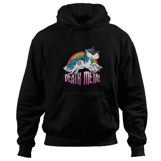 Rainbow Unicorn Love Metal Music Heavy Rocker Hoodies
