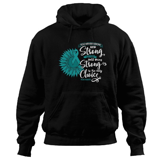 Cervical Cancer Awareness Month Teal Sunflower Hoodies