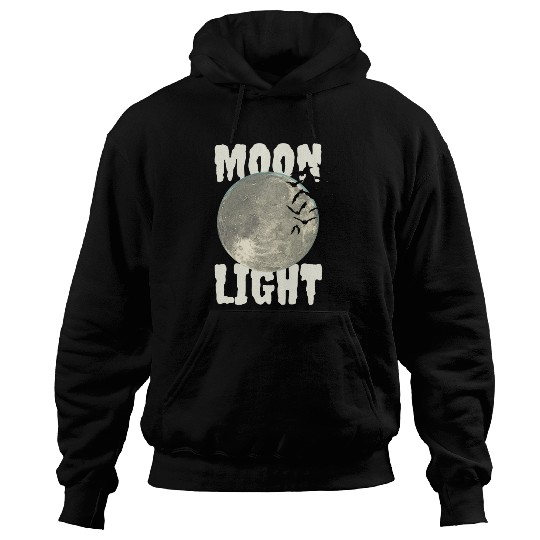 Dark Green Illustrated Moon Light Bat Hoodies