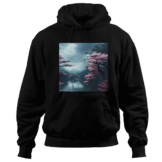 Pink trees by the water Hoodies
