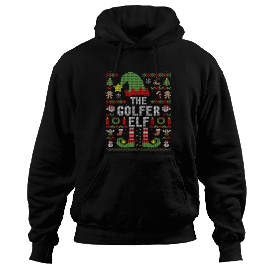 The Golfer Elf Ugly Christmas Matching Family Hoodies
