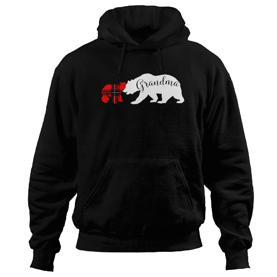 Grandma Bear Red Plaid Cub Mom Christmas Ladies Hoodies