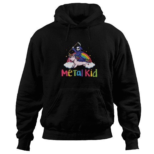 Metal Kid Music Unicorn Skeleton Grim Rock Heavy Hoodies