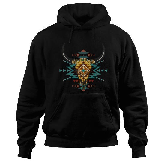 Western Aztec Bull Skull Hoodies