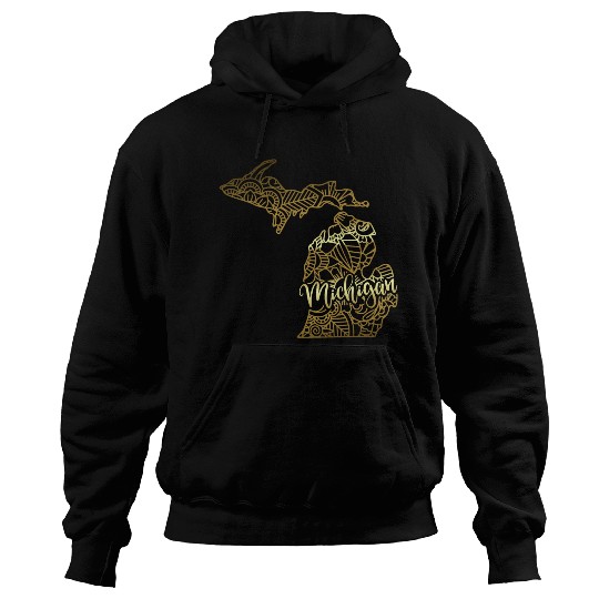 Michigan State Mandala USA America Pretty Gold Hoodies