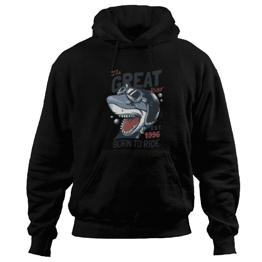 shark ride rider race Hoodies