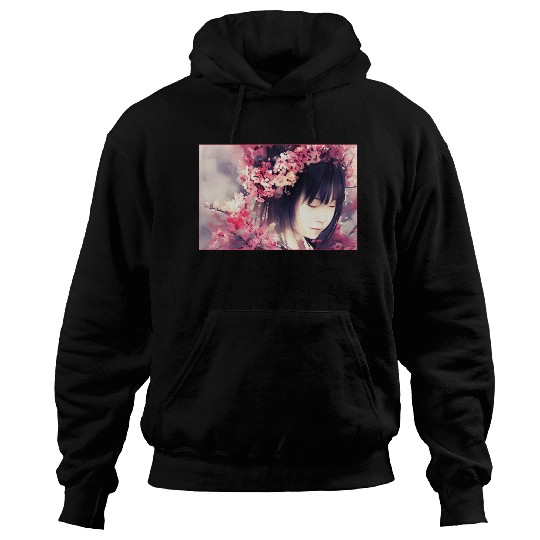 japan girl portrait sakura blossom Japan wallart Hoodies