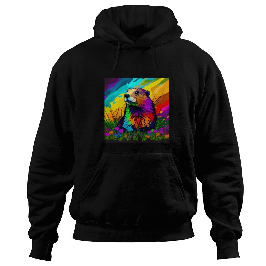 multicolor groundhog.groundhog day ,groundhog gift Hoodies