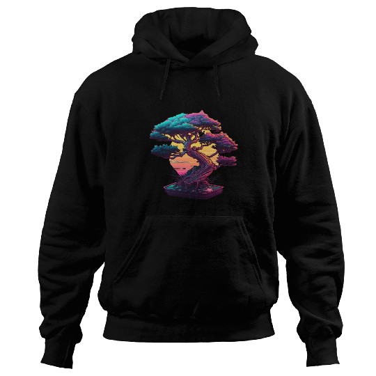 Synthwave Bonsai Tree Hoodies