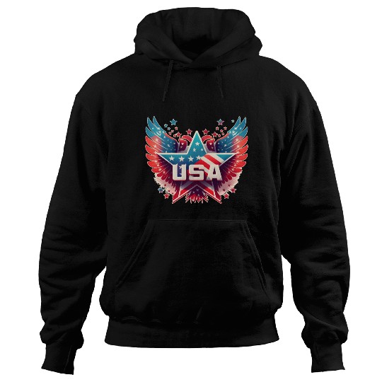 Usa flag with star and wings, patriotic, country. Hoodies