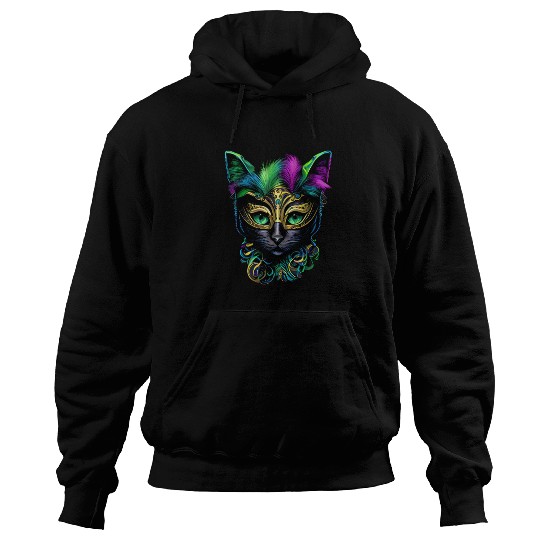 Mardi Gras Cat Jester Mask Mardi Gras Cat Hoodies