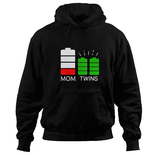 Twin Mom Low Battery Tired Mom Of Twins Hoodies