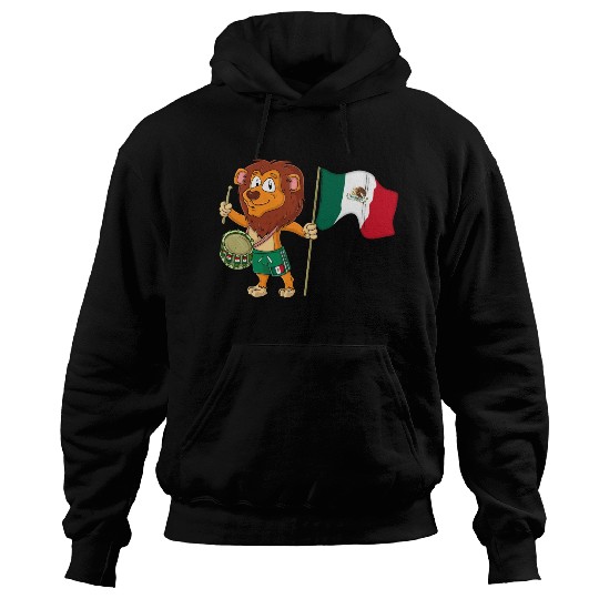 Lion with the Mexico flag Hoodies
