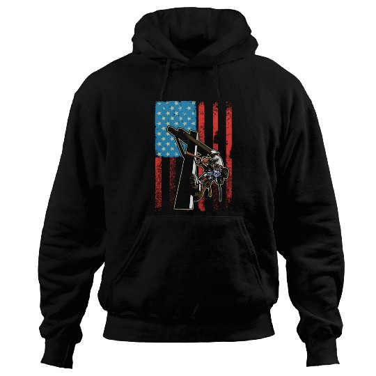 US Flag Lineworker Patriotic Lineman Hoodies