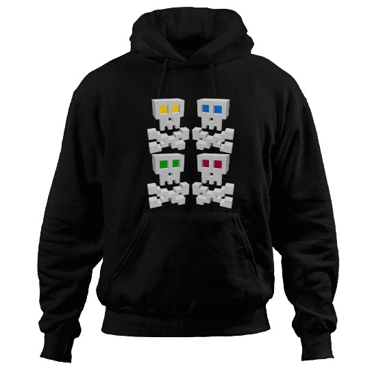 8-bit Pixel Pop Art Style Pirate Flag Skulls Hoodies