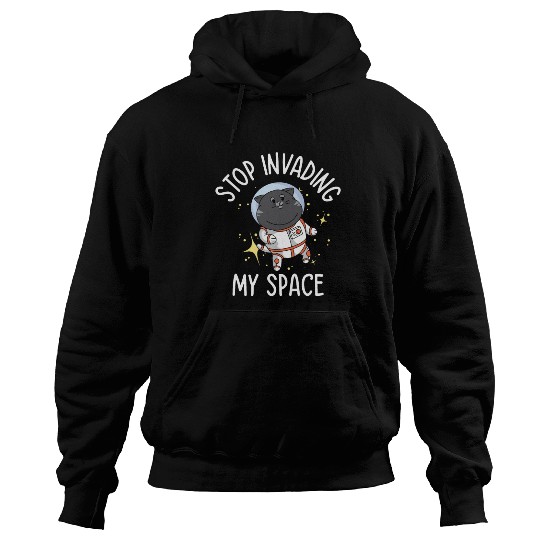 Space Purring Cat Astronaut Cat Lover Spaceship Hoodies