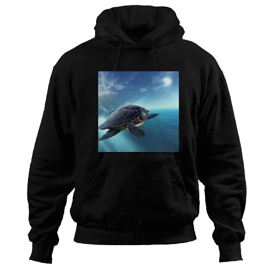 Turtle swimming in the blue ocean print Hoodies
