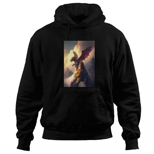 Mystical Dragon in fog Hoodies