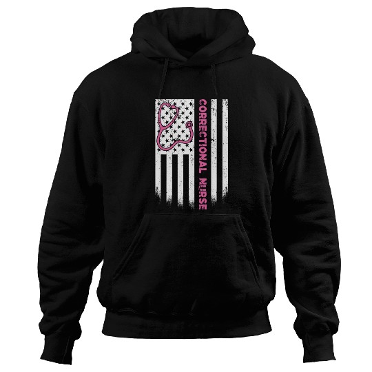 Correctional Nurse American flag US Stethoscope RN Hoodies