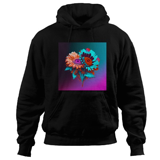 Blue and Orange Love Blooms Hoodies