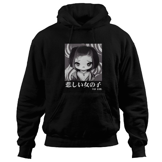 Sad Girl Gothic Chibi Urban Japanese Aesthetic Hoodies