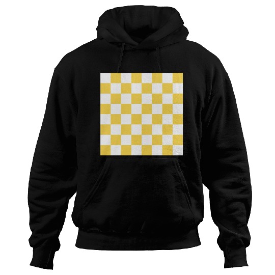 Yellow checker rectangle background. Hoodies