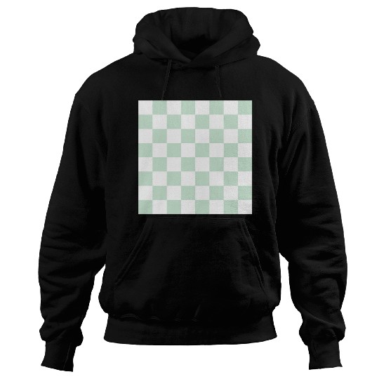 Green pastel checker rectangle background. Hoodies