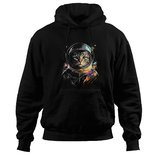 Space Cat on Galaxy Cat Lover Hoodies