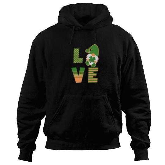 Gnome St Patricks Day Woman Love, Lucky Clover Hoodies
